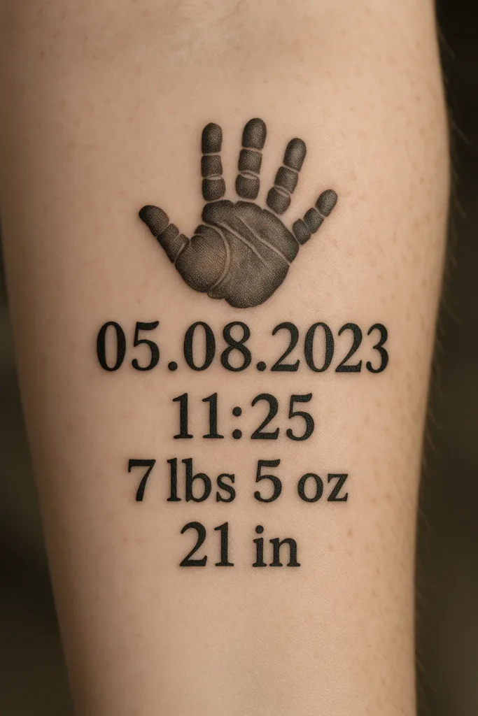 Birth Date or Time Tattoos Meaningful First Child Tattoo Ideas for Mom